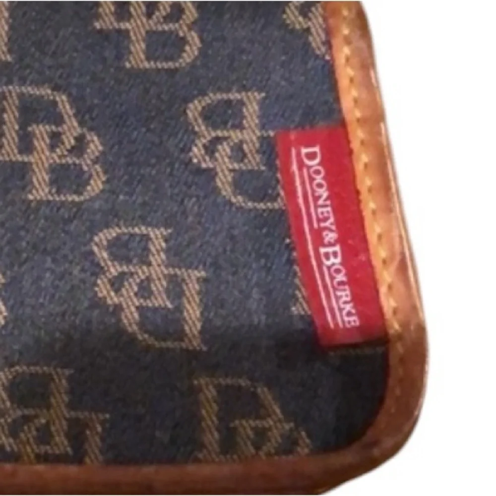 Dooney & Burke vintage dark denim monogram genuine leather wallet , wristlett